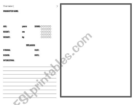 Free worksheets, digital resources and printables for teachers, educators, tutors and homeschoolers. English worksheets: Create a Character