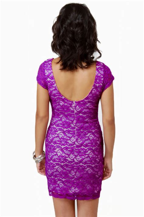 Sexy Purple Dress Lace Dress Body Con Dress 4400