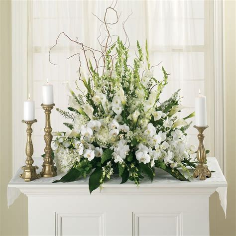 Flowers For The Wedding Ceremony White Flower Arrangements Altar
