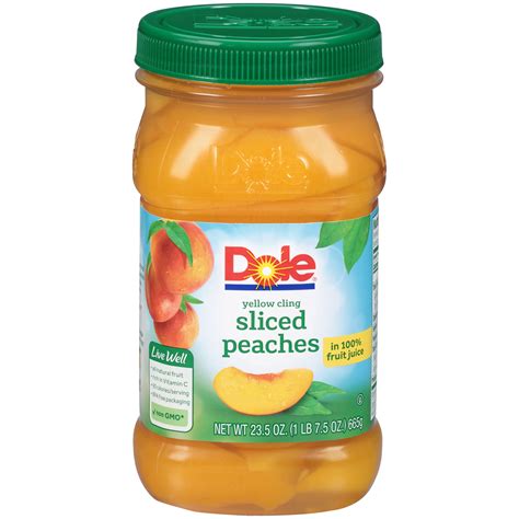 Dole Yellow Cling Sliced Peaches In 100 Fruit Juice Jarred Peaches
