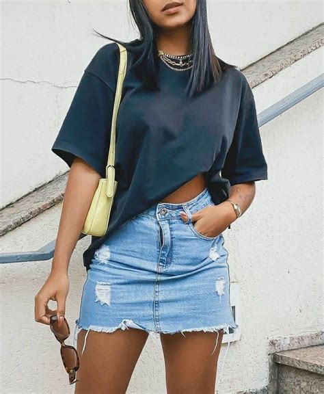 Denim Skirt Outfit Casual Jean Skirt Outfits Cute Casual Outfits