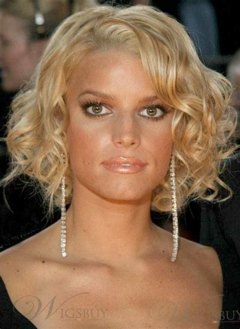 Custom Jessica Simpson Short Bob Hairstyle Curly Full Lace Wig 100