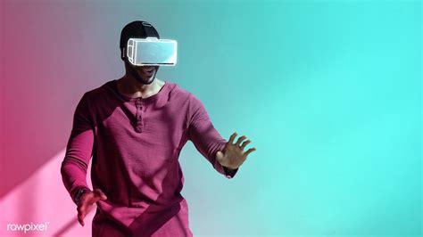 Black Man Experiencing Virtual Reality With Vr Headset Premium Image