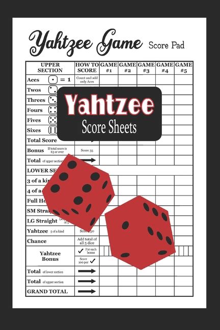 Yahtzee Score Sheets Yahtzee Score Record Book Paperback Walmart