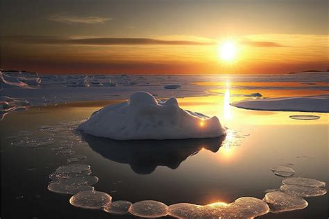 Premium Ai Image A Sunset Over The Arctic Ocean With A Large Iceberg