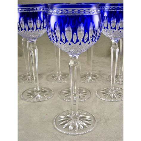 Vintage Waterford Cobalt Blue Clarendon Crystal Wine Goblets Set Of 8 Chairish