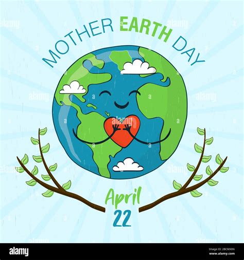 Tarjeta De Felicitación Para El Día De La Madre Tierra Con Un Lindo