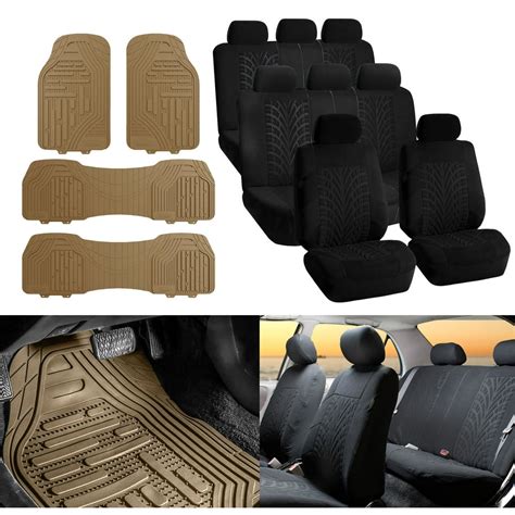 Fh Group 7 Seaters Suv Van 3 Row Car Seat Covers Beige Black With Gray