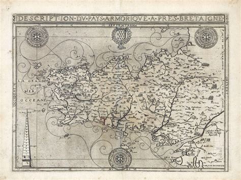 1594 Map Description Du Pays Armorique à Pres Bretaigne Map Subjects
