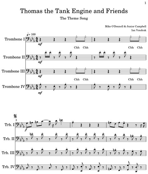 Thomas The Tank Engine And Friends Sheet Music For Trombone