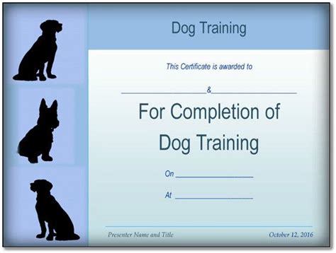 Basic Dog Training Certificate Template Ppt Pdf Formats Inside Dog