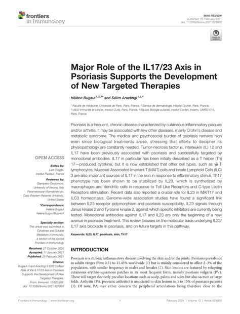 pdf major role of the il17 23 axis in psoriasis supports the development of new targeted therapies