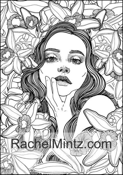 Flowers Scent Floral And Gorgeous Women Portraits Coloring Book Digit