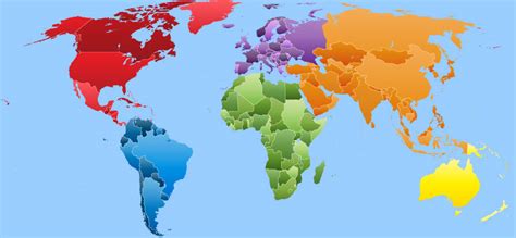 World Map Colorful Map Of The World And Its Continents