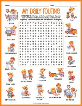 MY DAILY ROUTINE Word Search Puzzle Worksheet Activity By Puzzles To Print