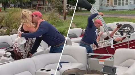 Man Hilariously Falls Off Boat After Proposing To Girlfriend Youtube