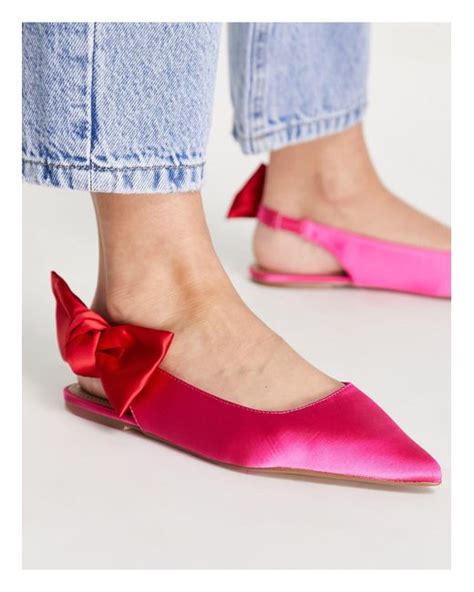 Asos Louise Bow Slingback Ballet Flats In Pink Lyst