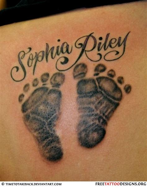 There are numerous designs of baby footprint tattoos in a tattooist's catalog. My Tattoo Designs: Baby Footprint Tattoos