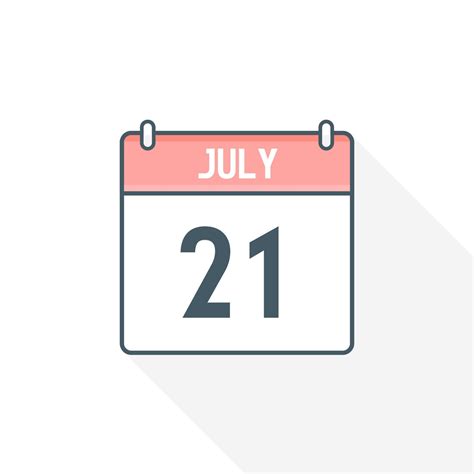 21st July Calendar Icon July 21 Calendar Date Month Icon Vector