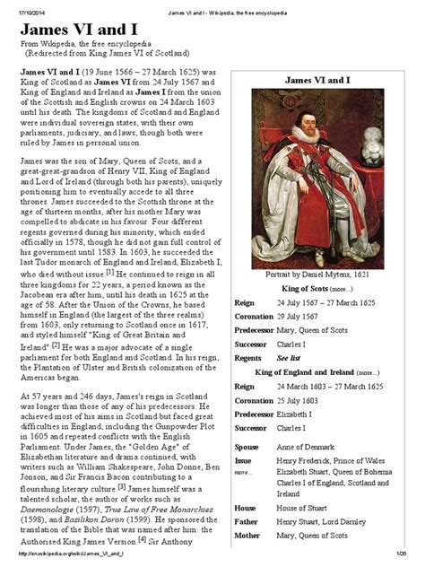 James Vi And I Wikipedia The Free Encyclopedia James Vi And I