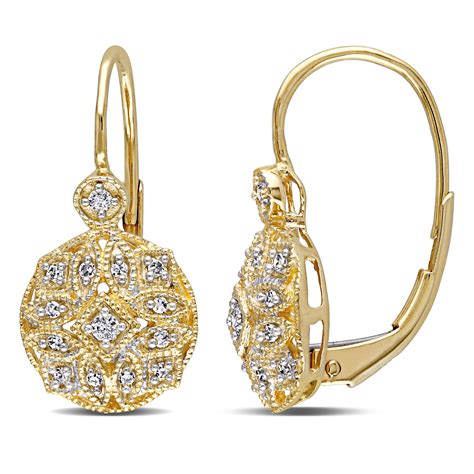 014 Cttw 14k Yellow Gold Diamond Leverback Earrings G H I1 I2