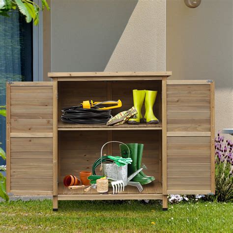 Outsunny Garden Shed Wooden Garden Storage Shed Door Unit Solid Fir