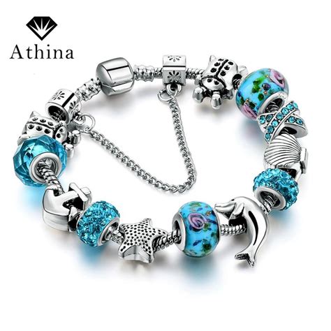 Joyería de moda para Mujer Pulseras de ancla Estrella con dijes azules