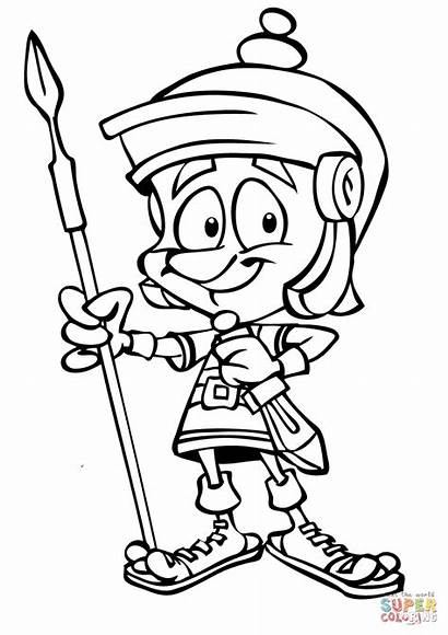 Roman Soldier Coloring Drawing Cartoon Soldiers Pages