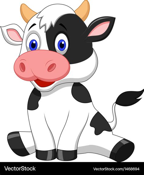 Cute Cow Cartoon Sitting Royalty Free Vector Image