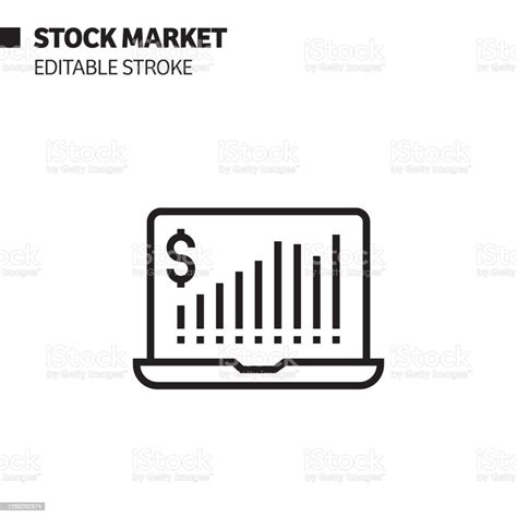 Ikon Garis Pasar Saham Ilustrasi Simbol Vektor Kerangka Piksel Sempurna