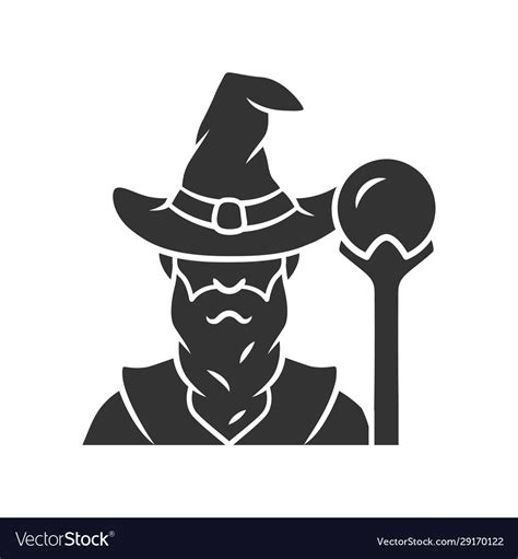 Wizard Glyph Icon Silhouette Symbol Sorcerer Vector Image