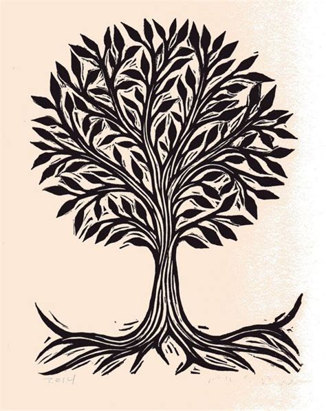 Tree Of Life Linocut Art Print
