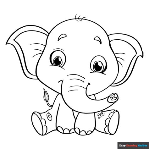 Baby Elephant Coloring Page Easy Drawing Guides