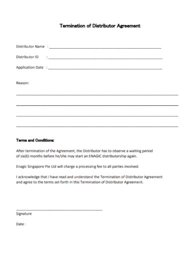 Termination Of Distribution Agreement Template