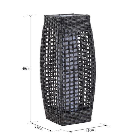 Outsunny Rattan Lamp Solar Led Powered Effect Garden Patio Wicker