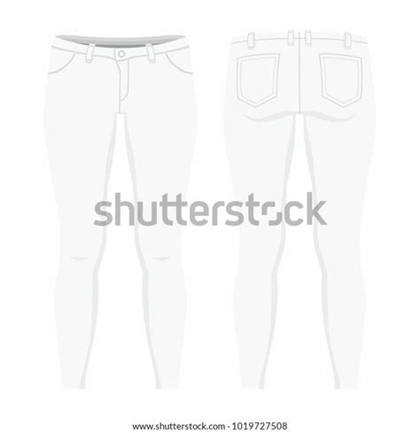 Womens White Jeans Front Back Views Stock Vector Royalty Free