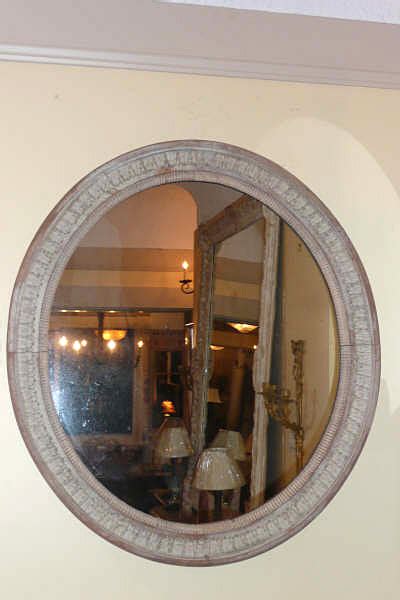 Carved Wood Oval Mirror
