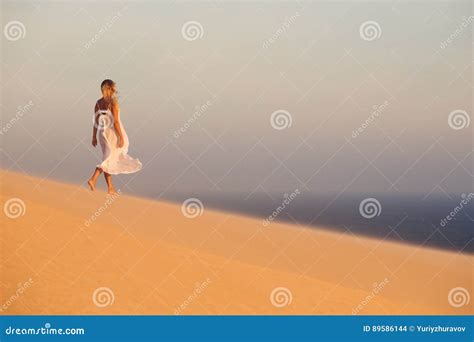 Beautiful Woman In Desert Sand Dunes Stock Photo Image Of East