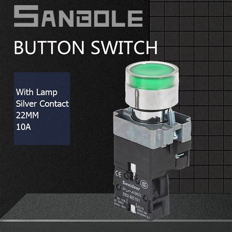 Push Button Switch With Lamp Xb2 Bw3361 Bw3462 Flat Round Indicator