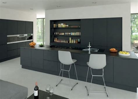 Graphite Kitchen With Integrated Handles Hallmark Kitchen Designs