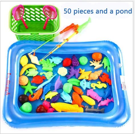 50 Pcsset And 80 Pcsset Kids Magnetic Fishing Toy Water Fish Summer