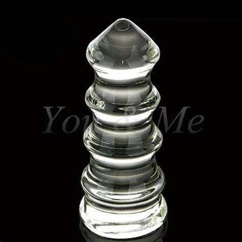 Huge Crystal Glass Dildos Anal Beads Butt Plug With 5 Beads Anal Toys