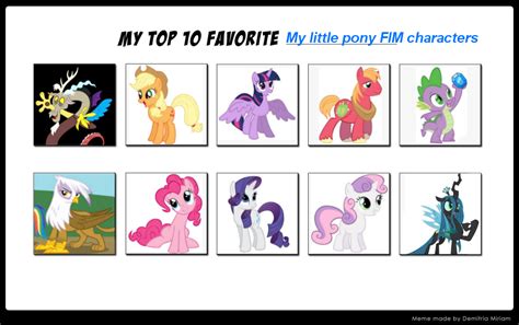 Top 10 Favourite My Little Pony Characters By Pandalove93 On Deviantart