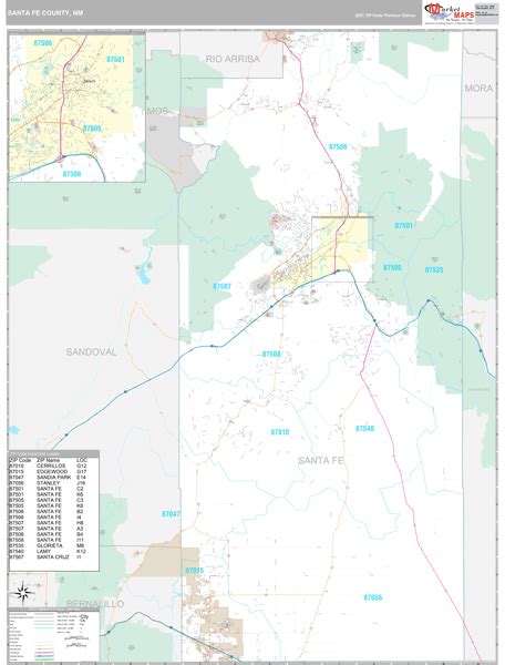 Santa Fe County Nm Wall Map Premium Style By Marketmaps