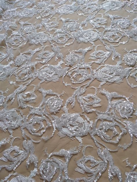 Newest Bridal Lace Fabric Heavy Sequins With White Etsy