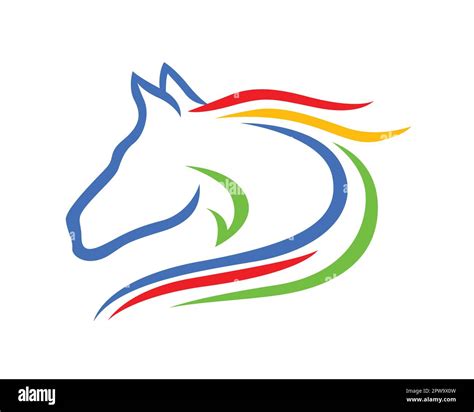 Simple Colorful Horse Head Symbol With Silhouette Style Stock Vector