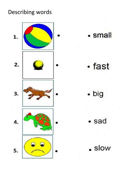 Describing Words Interactive Exercise Describing Words 1st Grade