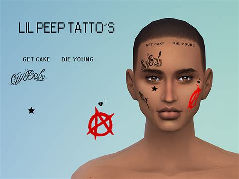 Тату Lil Peeps Tattoo V1 By Meowlandi Авторские работы для Sims 4