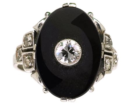 Art Deco 18ct Gold And Platinum Onyx And Diamond Ring 867l The Antique