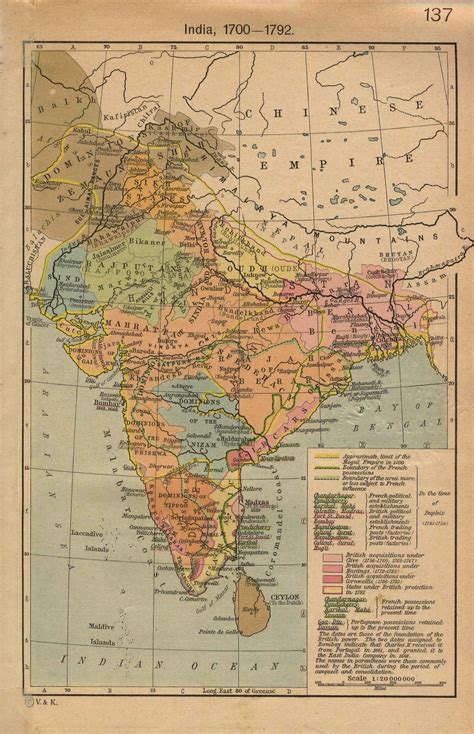 India Historical Map 1700 1792 From The Historical Atlas Maps Of India